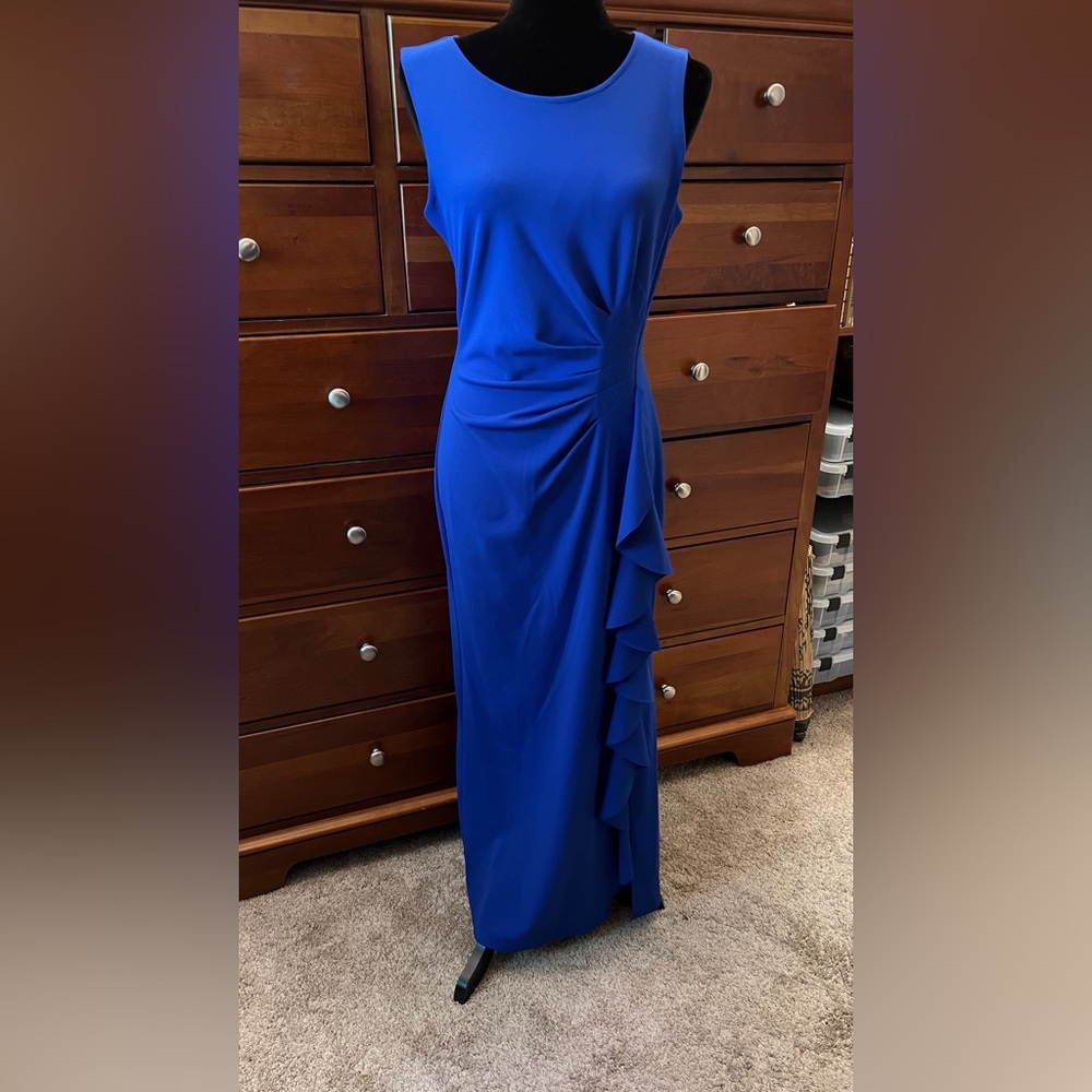 Alexa B Nites Chic Asymmetrical Blue Dress